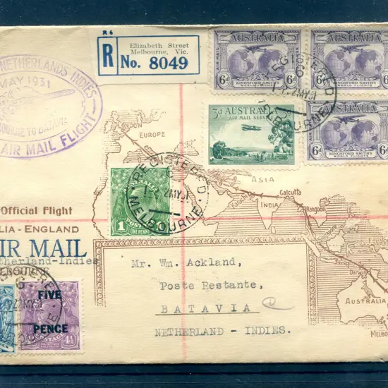 1931 (22nd May) Australia to Batavia on return KLM ...