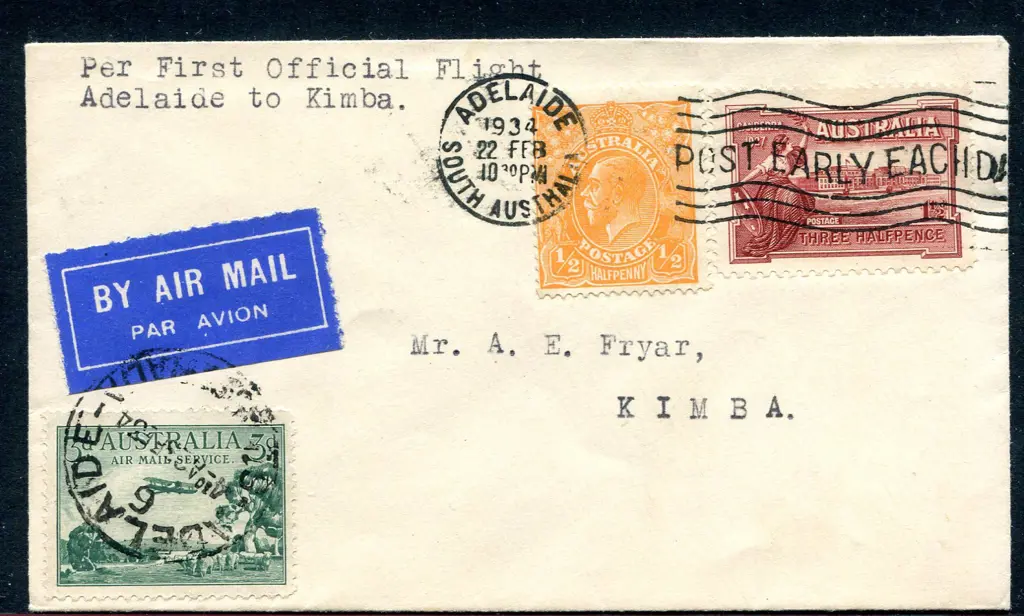 1934 (23rd Feb) "Per First Official Flight ... Image 1++