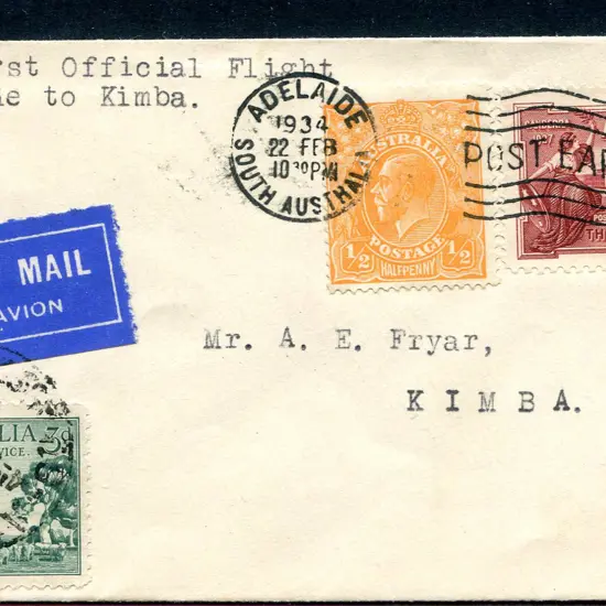 1934 (23rd Feb) "Per First Official Flight ...