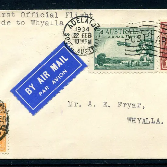 1934 (23rd Feb) Adelaide to Whyalla intermediate ...