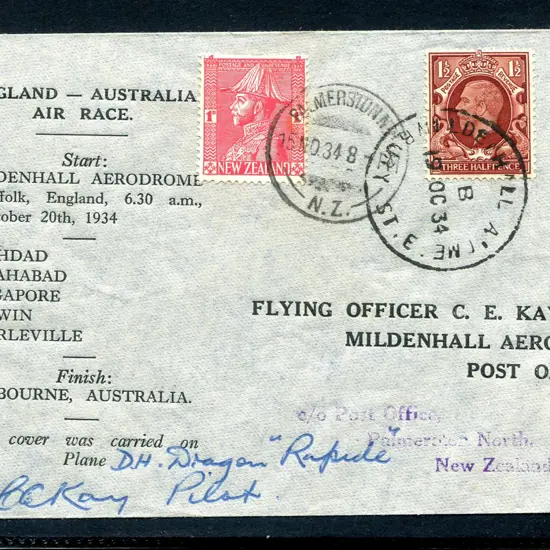 1934 (14th Nov) England to Australia & onto NZ ...