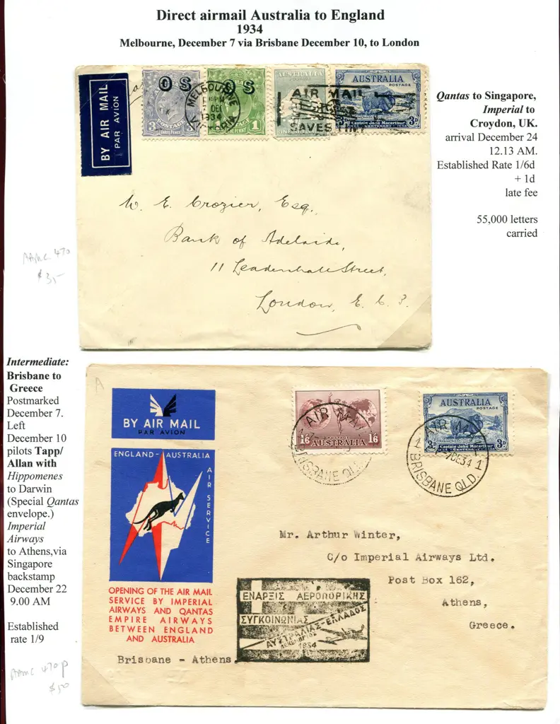 1934 (9-10th Dec) Aust to London Qantas ... Image 1++