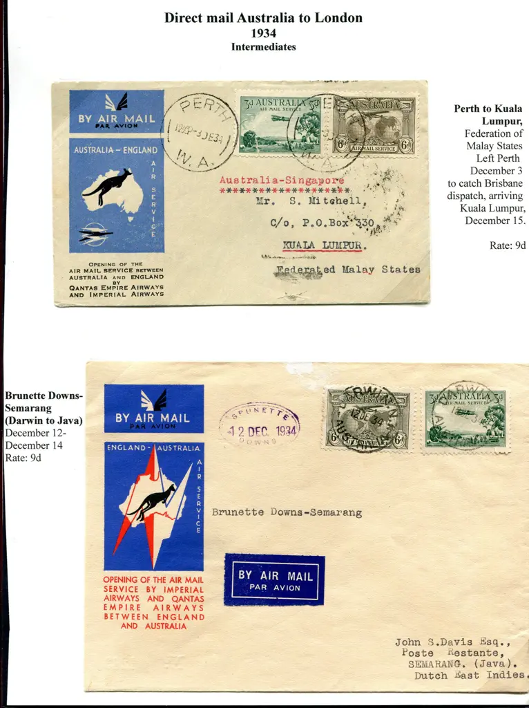 1934 (9-10th Dec) Aust to London Qantas ... Image 1++