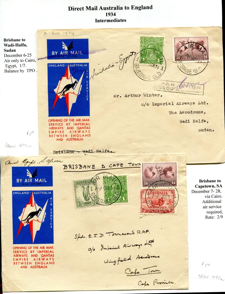 1934 (9-10th Dec) Aust to London Qantas ... Image 1++