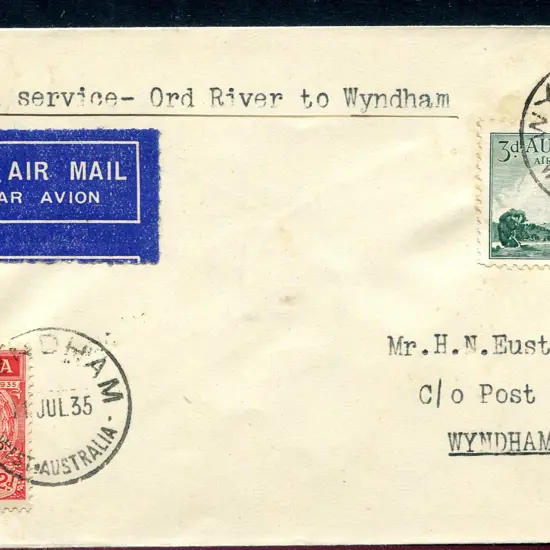 1935 (9th July) "Resumed service- Ord River to ...