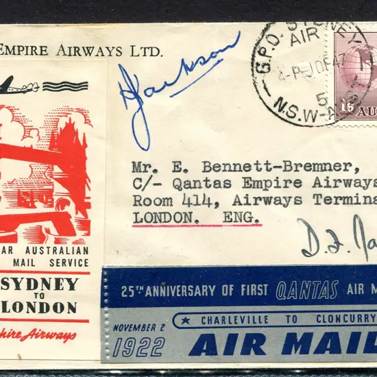 1947 (1st Dec) Australia to England Qantas first ...