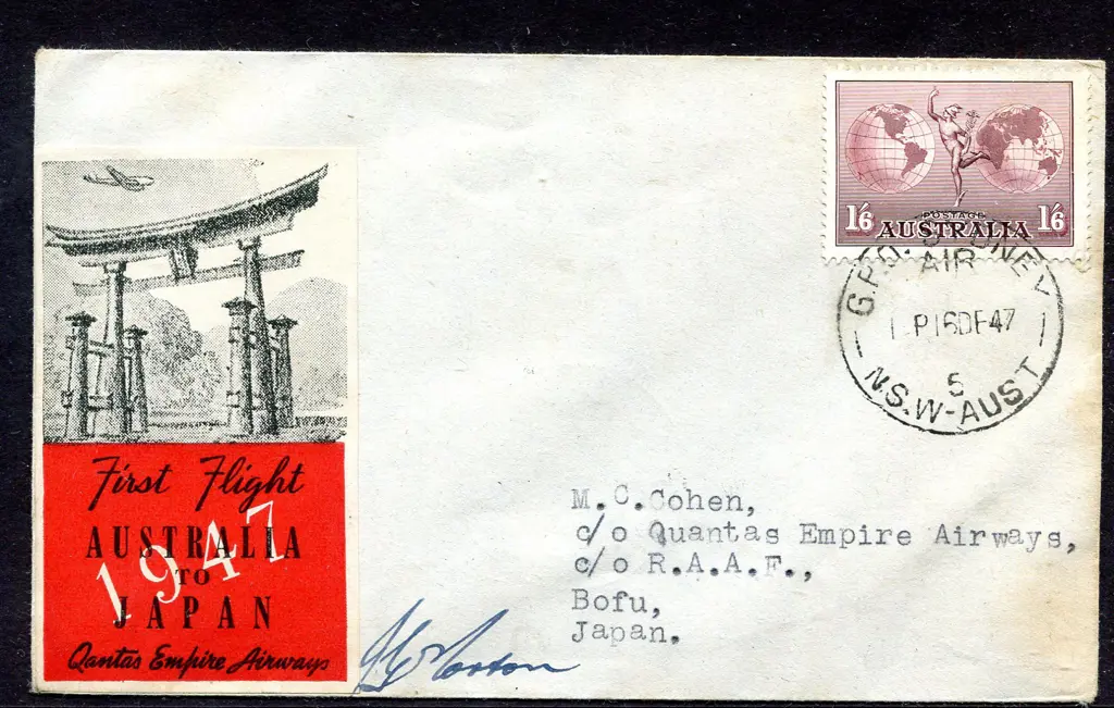 1947 (16th Dec) Australia to Japan Qantas first ... Image 1++