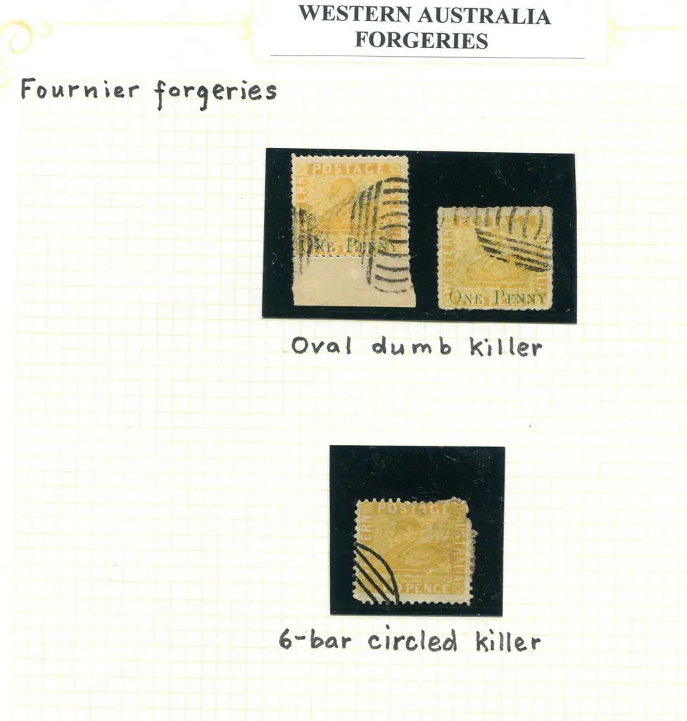 Forgeries Fournier collection on 5 album sheets ... Image 1++
