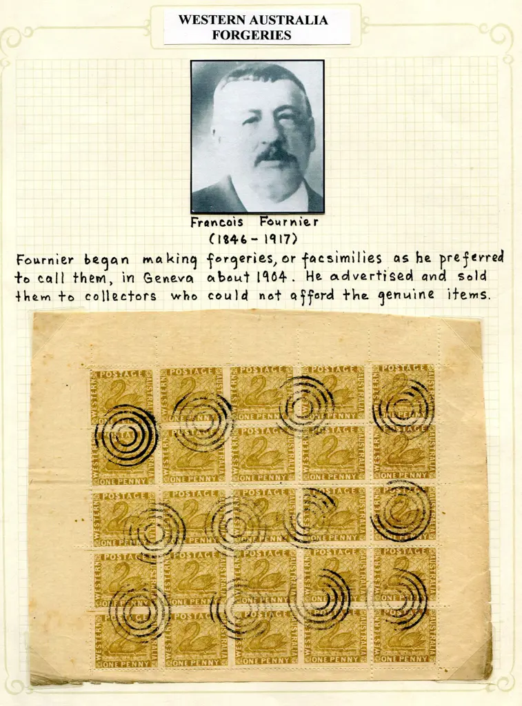 Forgeries Fournier collection on 5 album sheets ... Image 1++