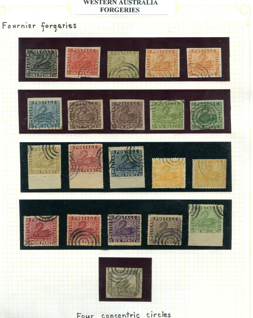 Forgeries Fournier collection on 5 album sheets ... Image 1++