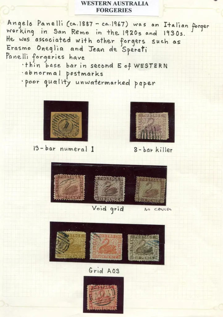 Forgeries Panelli forgeries plus a page of bogus ... Image 1++