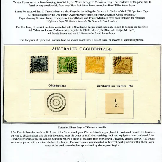 Forgeries Swan types presented on 15 exhib pages ...