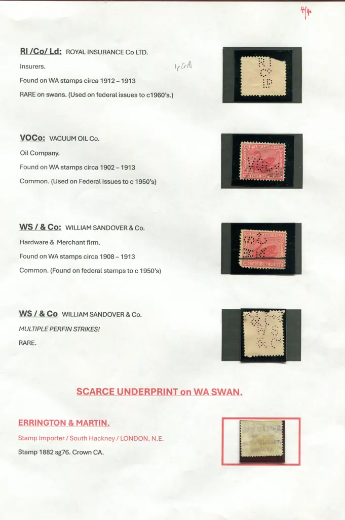 Perfins Complete set of West Australian Private ... Image 1++