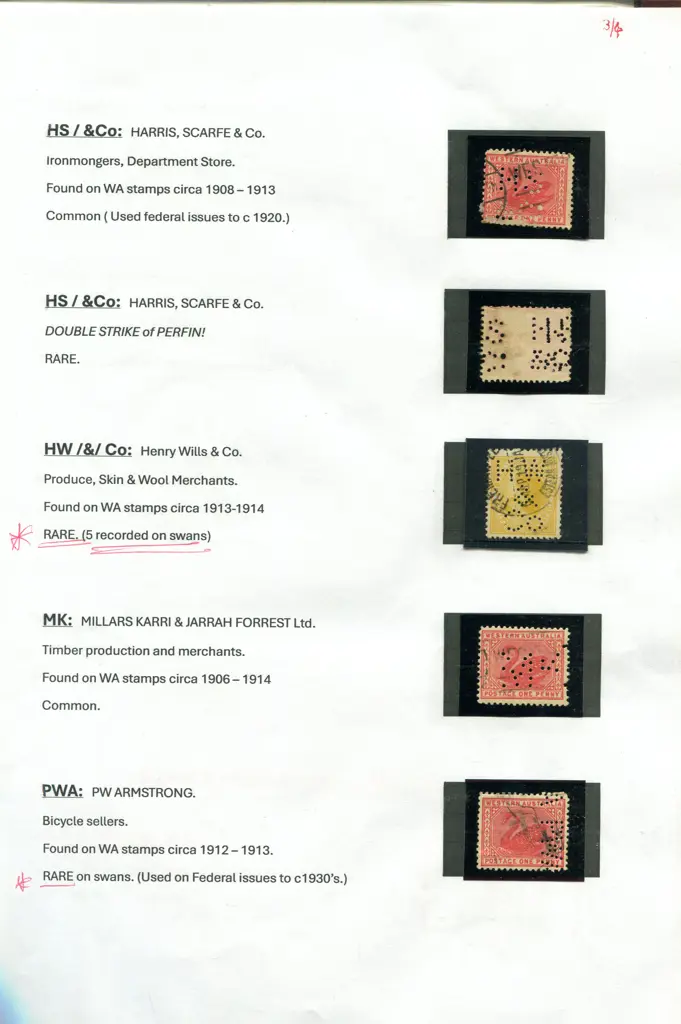 Perfins Complete set of West Australian Private ... Image 1++