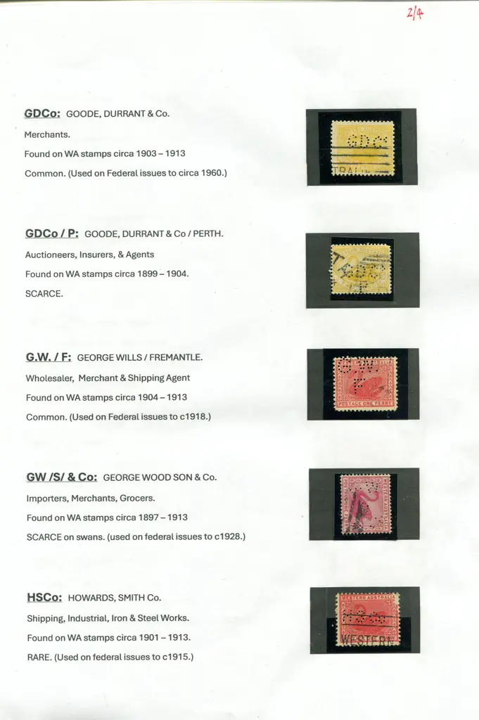 Perfins Complete set of West Australian Private ... Image 1++