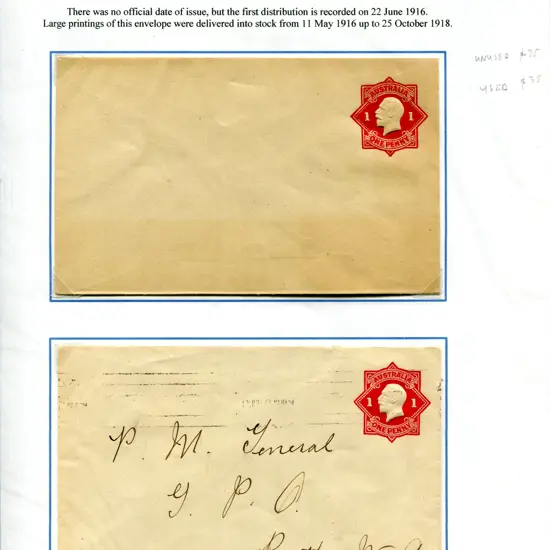 Postal Stationery - Envelopes 1916-1939 arranged ...