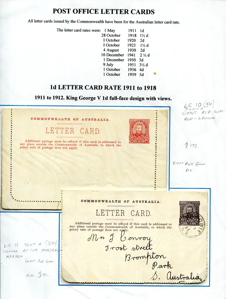 Postal Stationery - Lettercards 1911-1935 ... Image 1++