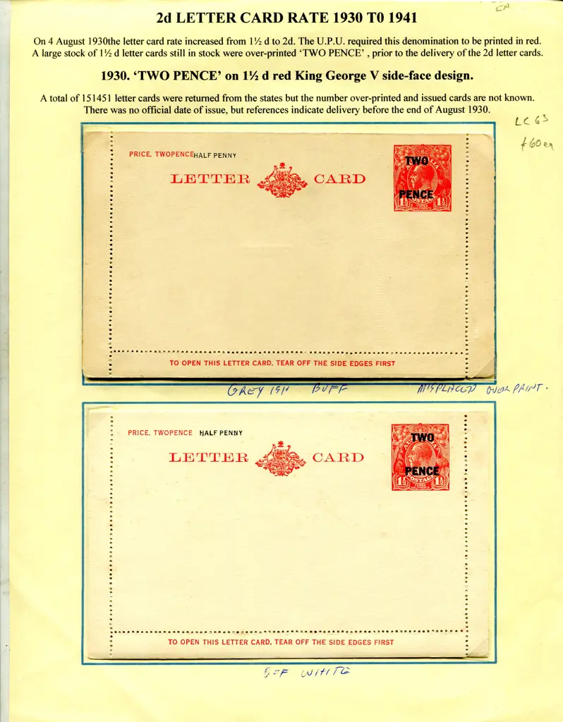 Postal Stationery - Lettercards 1911-1935 ... Image 1++