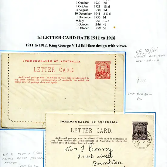 Postal Stationery - Lettercards 1911-1935 ...