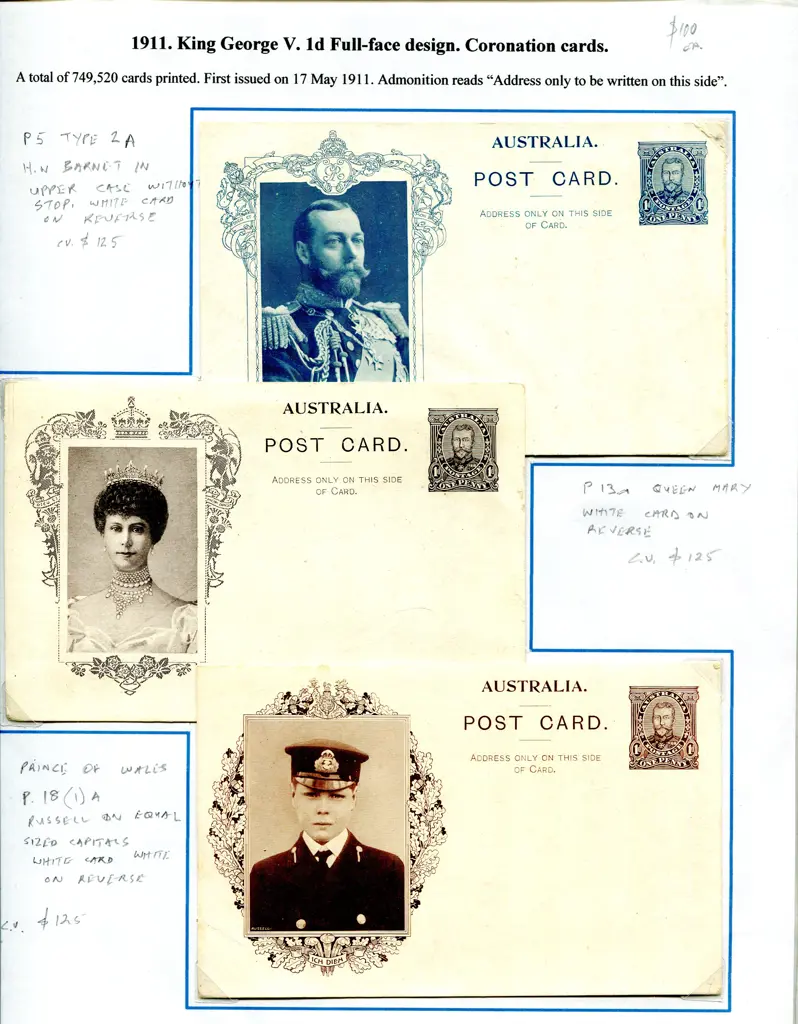 Postal Stationery - Postal Cards 1911-1918 on 7 ... Image 1++