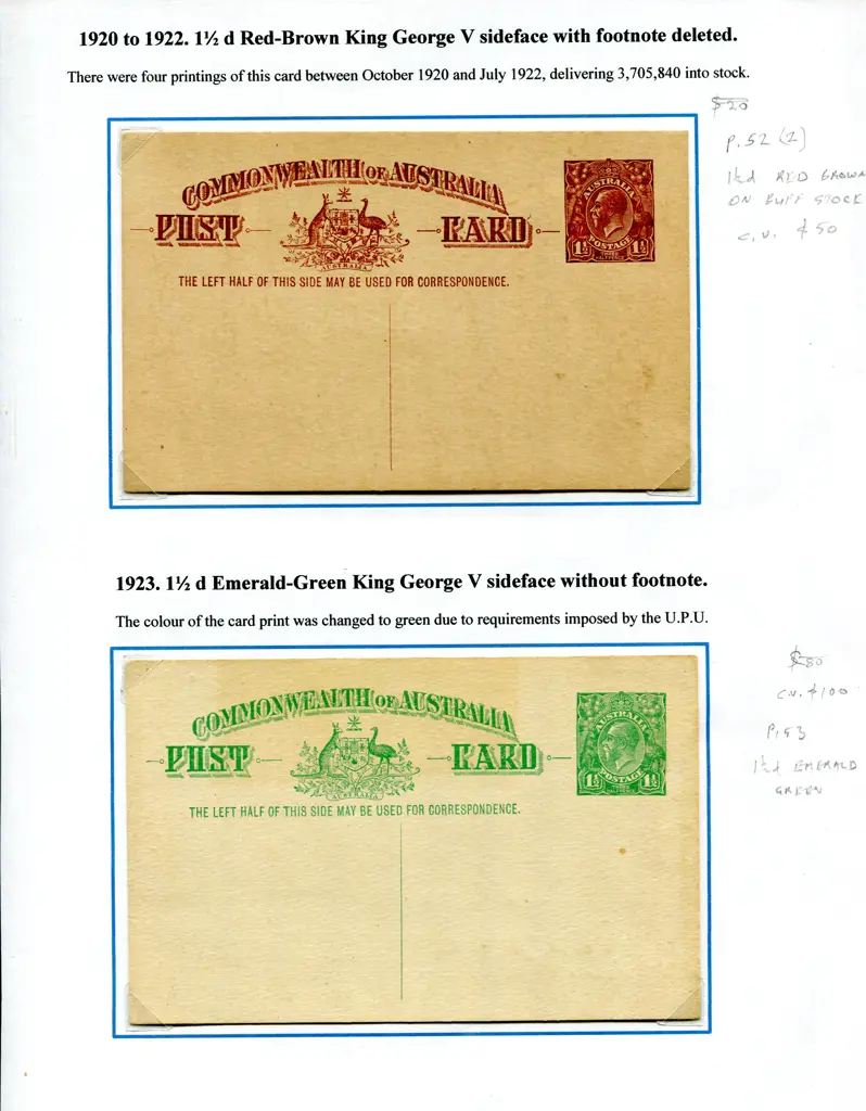 Postal Stationery - Postal Cards 1911-1918 on 7 ... Image 1++