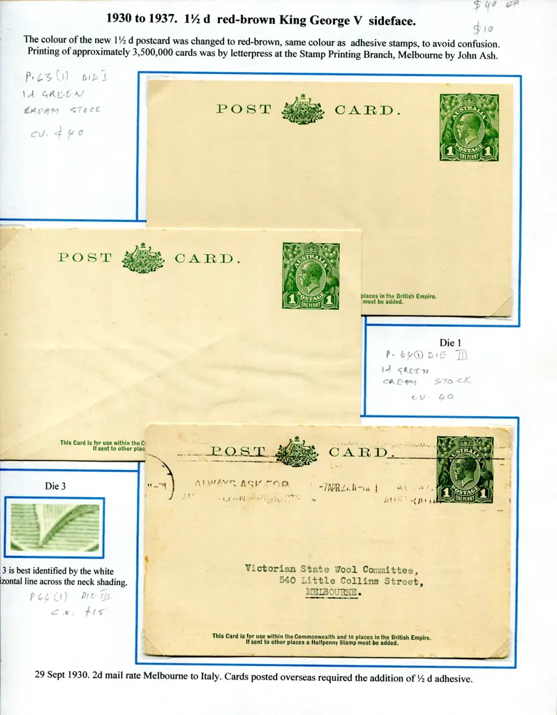 Postal Stationery - Postal Cards 1911-1918 on 7 ... Image 1++
