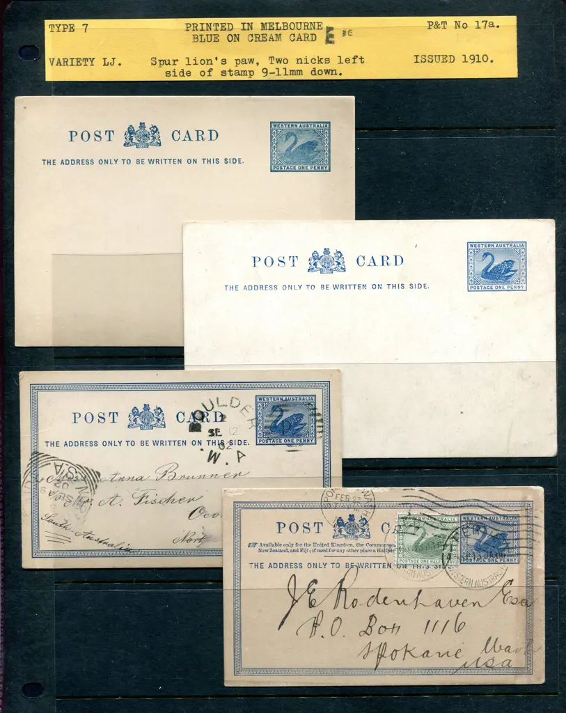 Post Cards ½d chestnut (PC 1), 1d blue (PC 2), 2d ... Image 1++