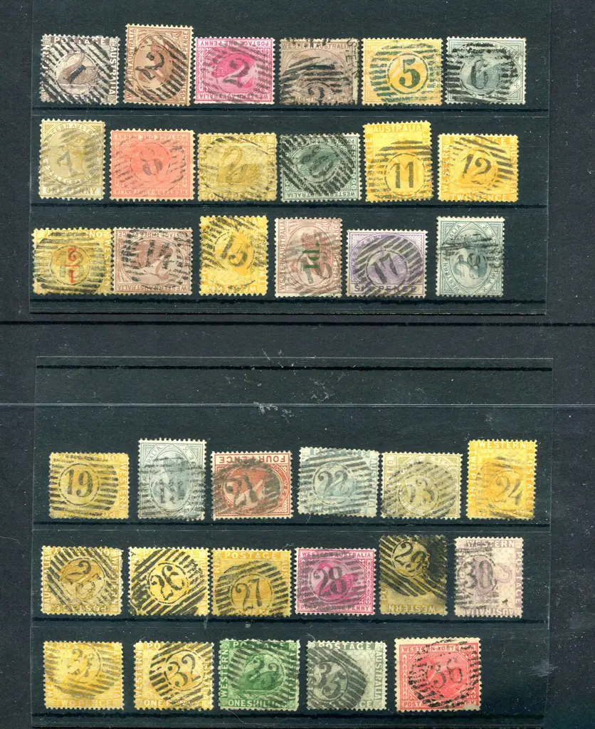 Postmarks 12 Bar Numeral cancels in complete set ... Image 1++
