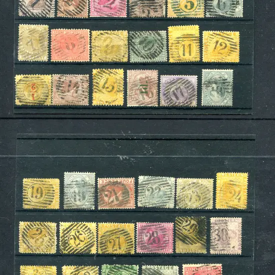 Postmarks 12 Bar Numeral cancels in complete set ...