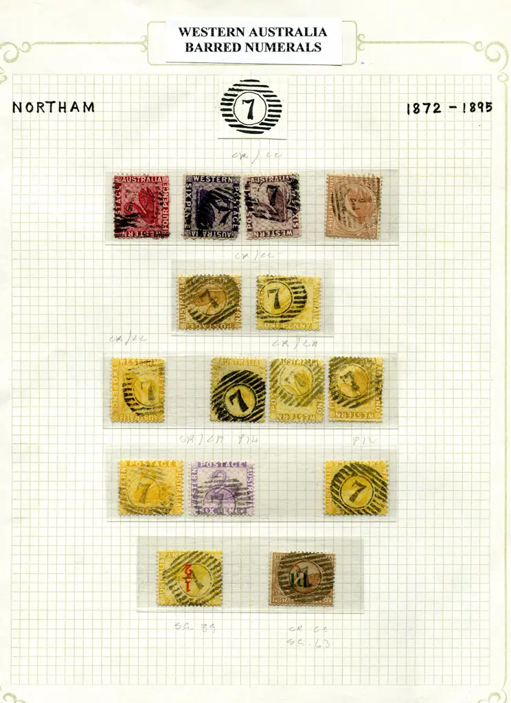 Postmarks 12 Bar Numeral "7" (Northam) selection ... Image 1++