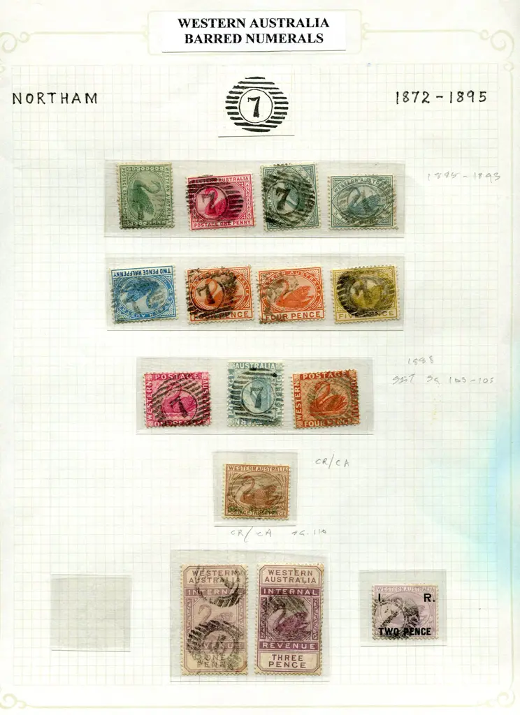 Postmarks 12 Bar Numeral "7" (Northam) selection ... Image 1++