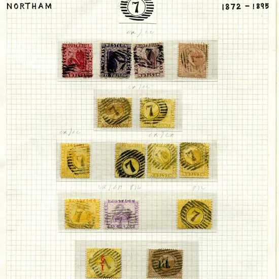 Postmarks 12 Bar Numeral "7" (Northam) selection ...