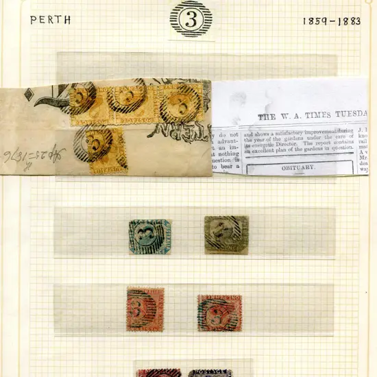 Postmarks 15 Bar Numeral "3" range on written up ...