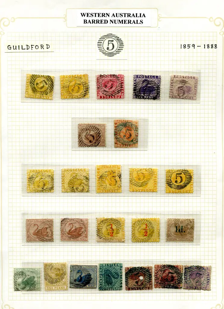 Postmarks 15 Bar Numeral "5" from 1860 imperf 2d ... Image 1++