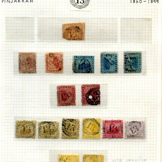 Postmarks 15 Bar Numeral "13" for "Pinjarrah" on a ...