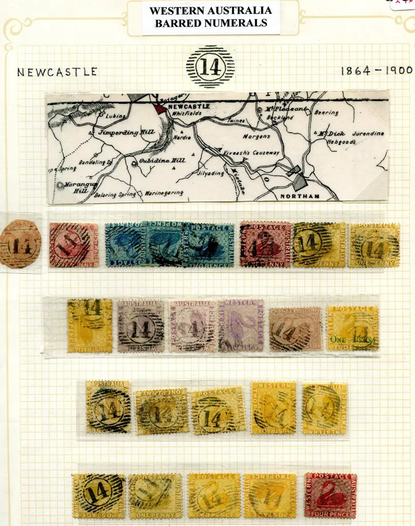 Postmarks 15 Bar Numeral "14" for ... Image 1++