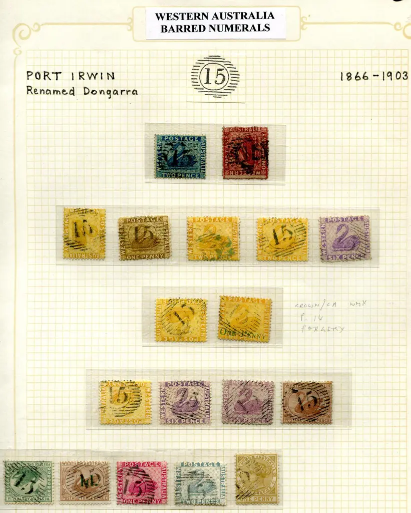 Postmarks 15 Bar Numeral "15" for Port Irwin & ... Image 1++