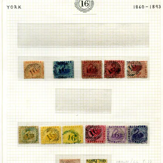 Postmarks 15 Bar Numeral "16" for York. Group ...