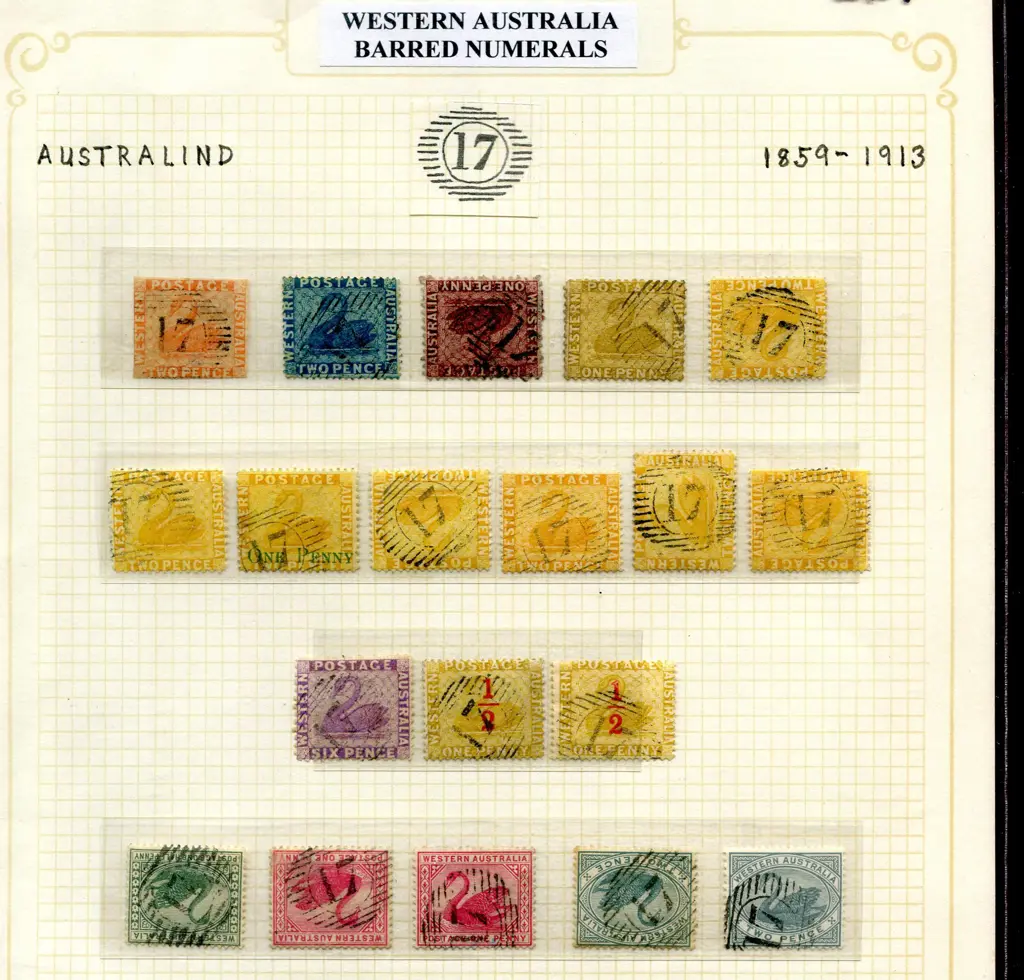 Postmarks 15 Bar Numeral "17" for Australind Group ... Image 1++