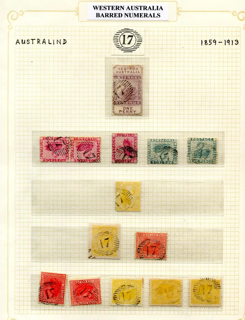 Postmarks 15 Bar Numeral "17" for Australind Group ... Image 1++