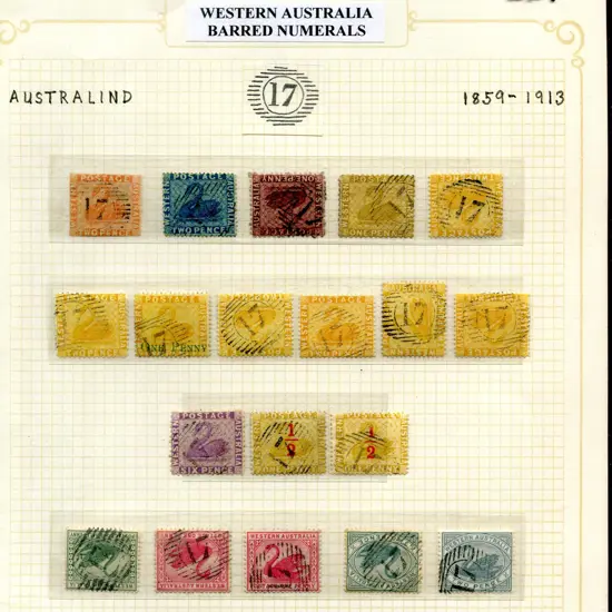 Postmarks 15 Bar Numeral "17" for Australind Group ...