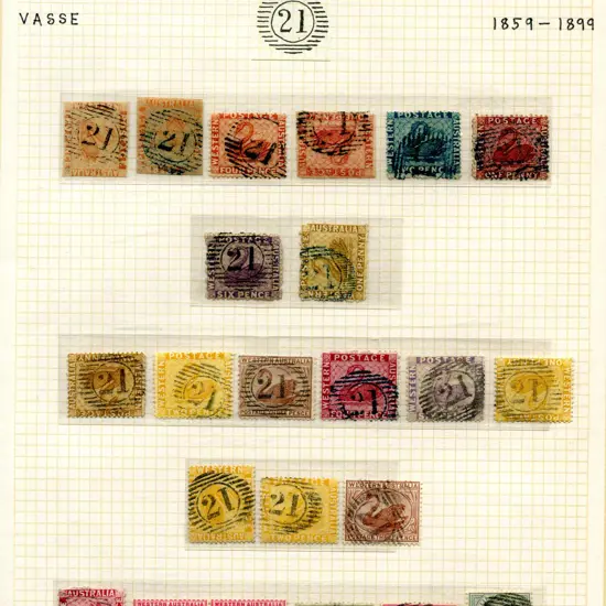 Postmarks 15 Bar Numeral "21" for Vasse 1861-1893 ...