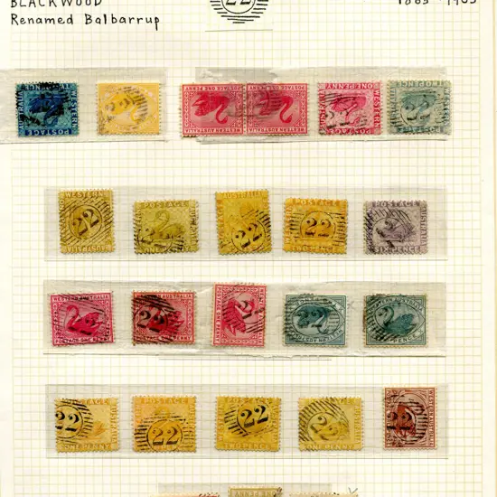 Postmarks 15 Bar Numeral "22" for Blackwood & "23" ...