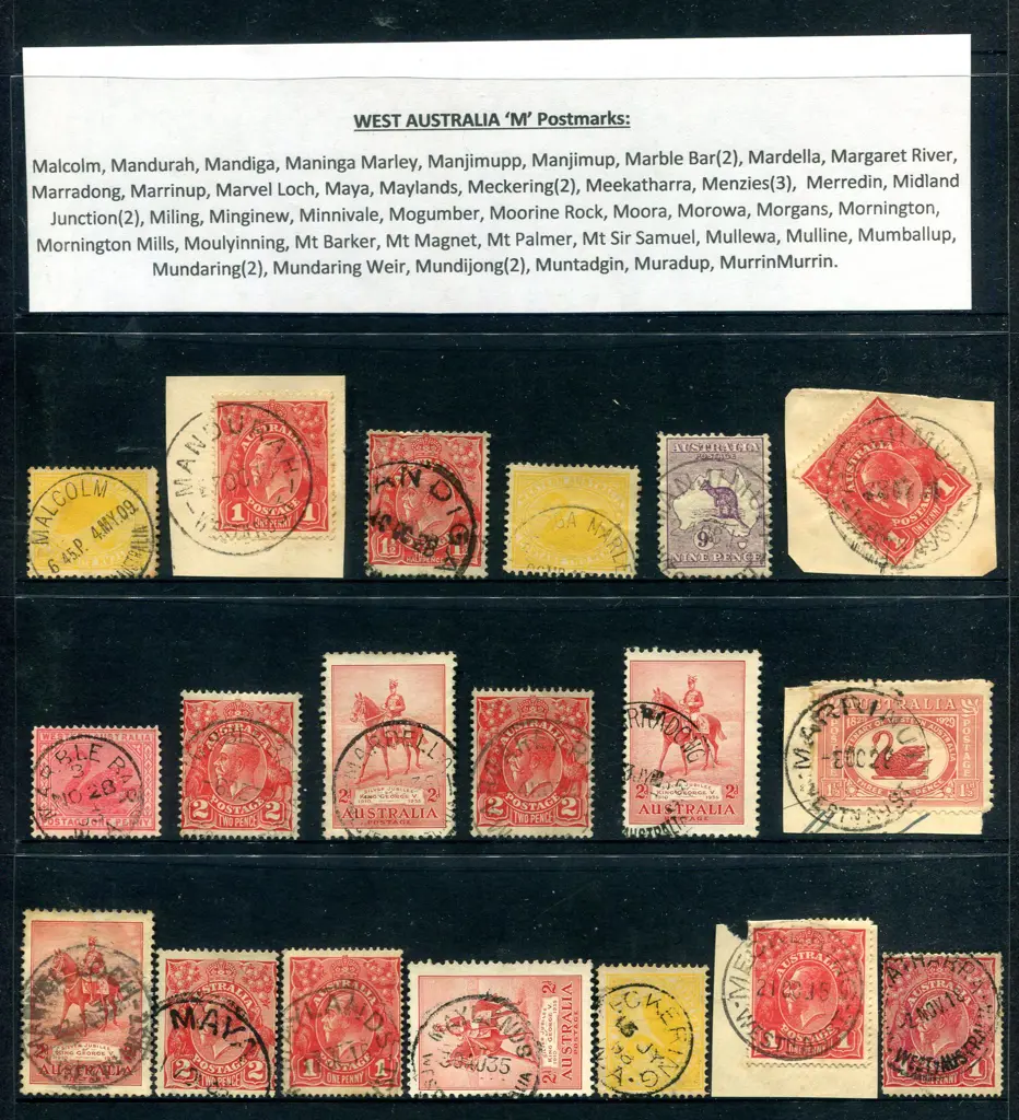 Postmarks "M" towns selection on 2 Hagners ... Image 1++