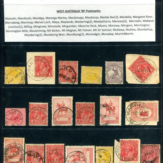 Postmarks "M" towns selection on 2 Hagners ...