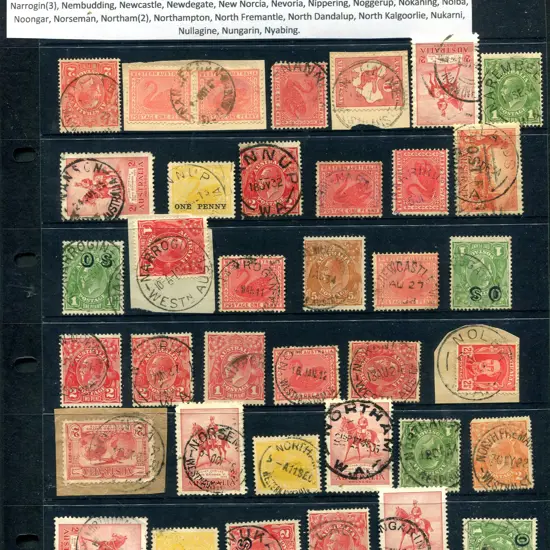 Postmarks "N" towns range incl Nanga Brook, ...