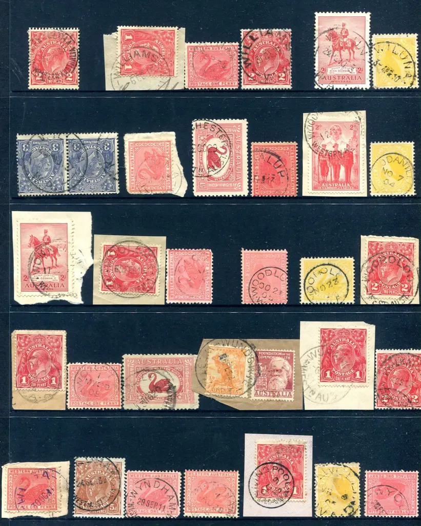 Postmarks "W" Range on 2 Hagners incl Wagin (4), ... Image 1++