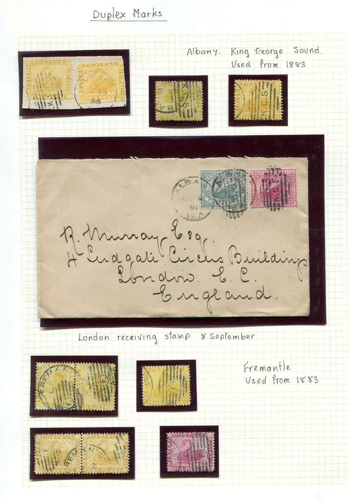 Postmarks Duplex markings on 5 single stamps, 4 ... Image 1++