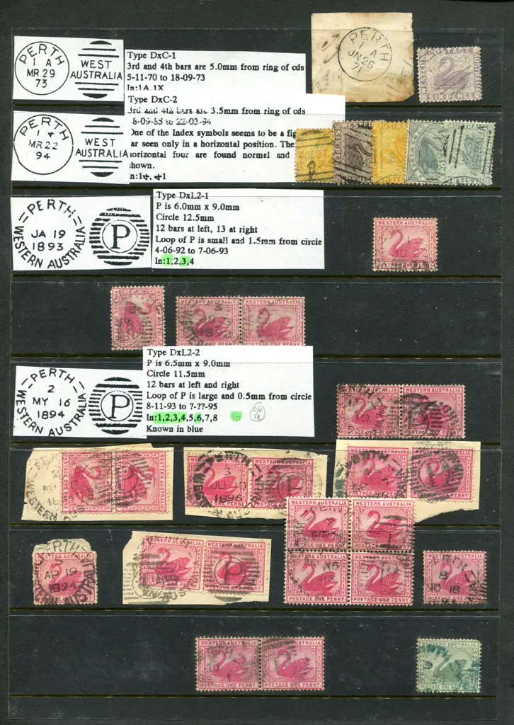 Postmarks Perth Vol. 1 Duplex cancels all on swans ... Image 1++
