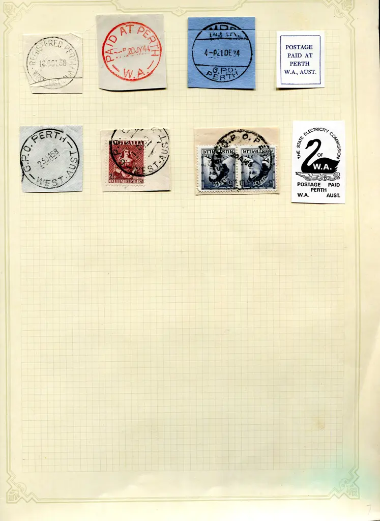 Postmarks 1905-1960's Perth slogan machine cancels ... Image 1++